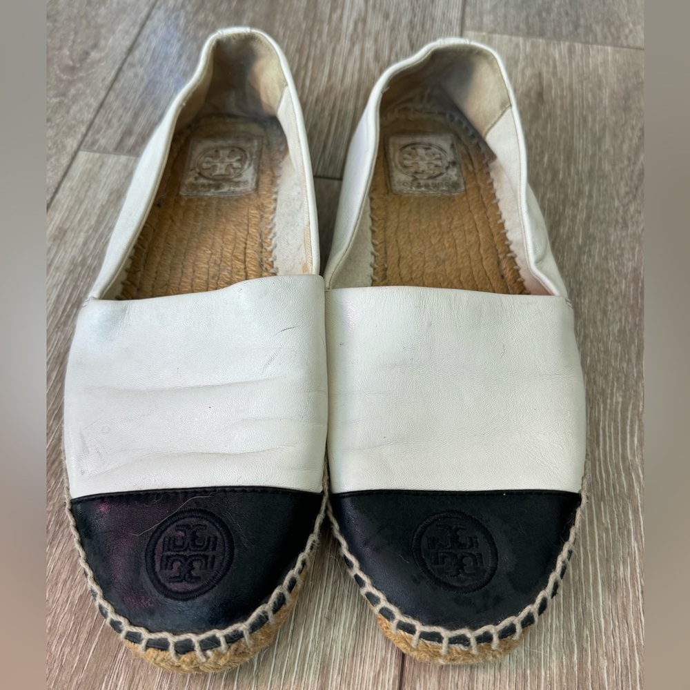 Tory burch leather color block, pattern, espadrilles size 9